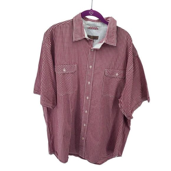 Pronto Uomo mens Red gingham Plaid Button Down Shirt Size 2XL - Picture 2 of 10